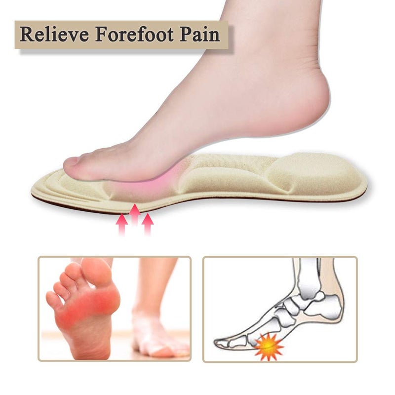 Pnrskter Shoe Insoles Women, Arch Support Insoles Breathable, New Material,5D Sponge Barefoot Comfort Insoles and High Heel Inserts (Beige(Women)) - Image 3